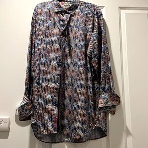 Luciano Visconti Black mens contemporary button down with contrasting cuffs